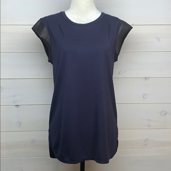 Mossimo Supply Co. Tops - 🖤4/$25🖤 Mossimo Blue Faux Leather Detail Top